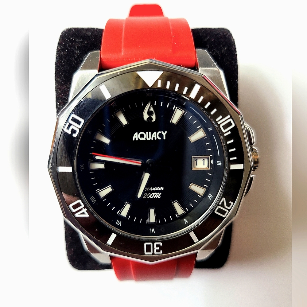 Aquacy Red and Silver Dive Watch